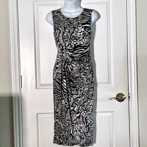 Snake-print Drape Front Midi Dress